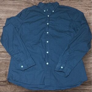 Vintage JNCO | Mens Button Front Shirt Navy Blue W/ White Spot Long  Sleeve Sz L